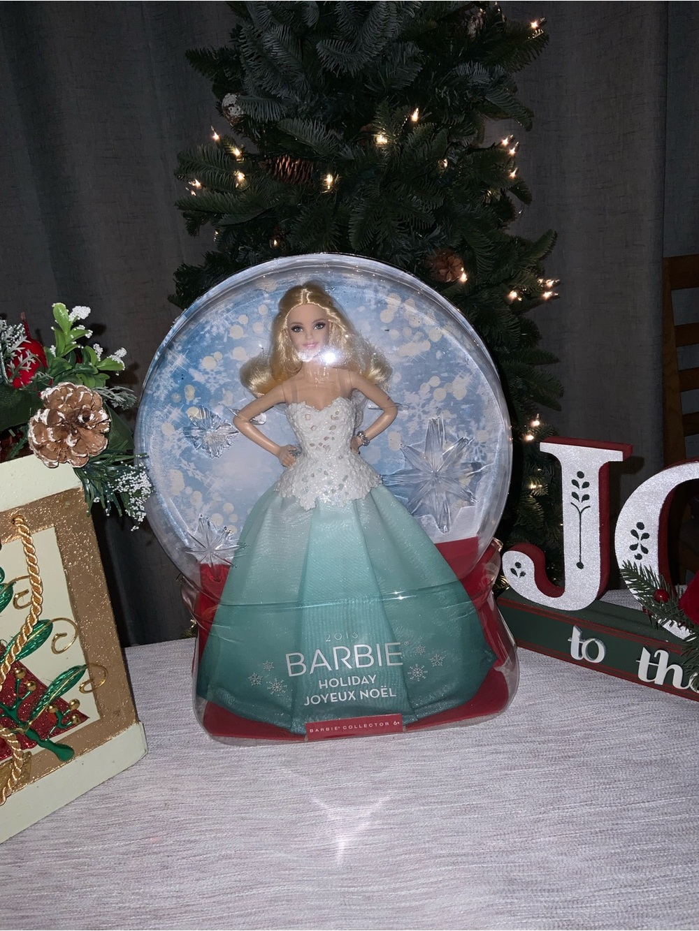 Barbie 2016 Holiday Doll in Mint Green and White Gown - Barbie